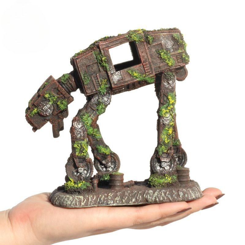 Planted Aquarium With Driftwood - Ornament Resin Robotic Dog Aquarium Plants