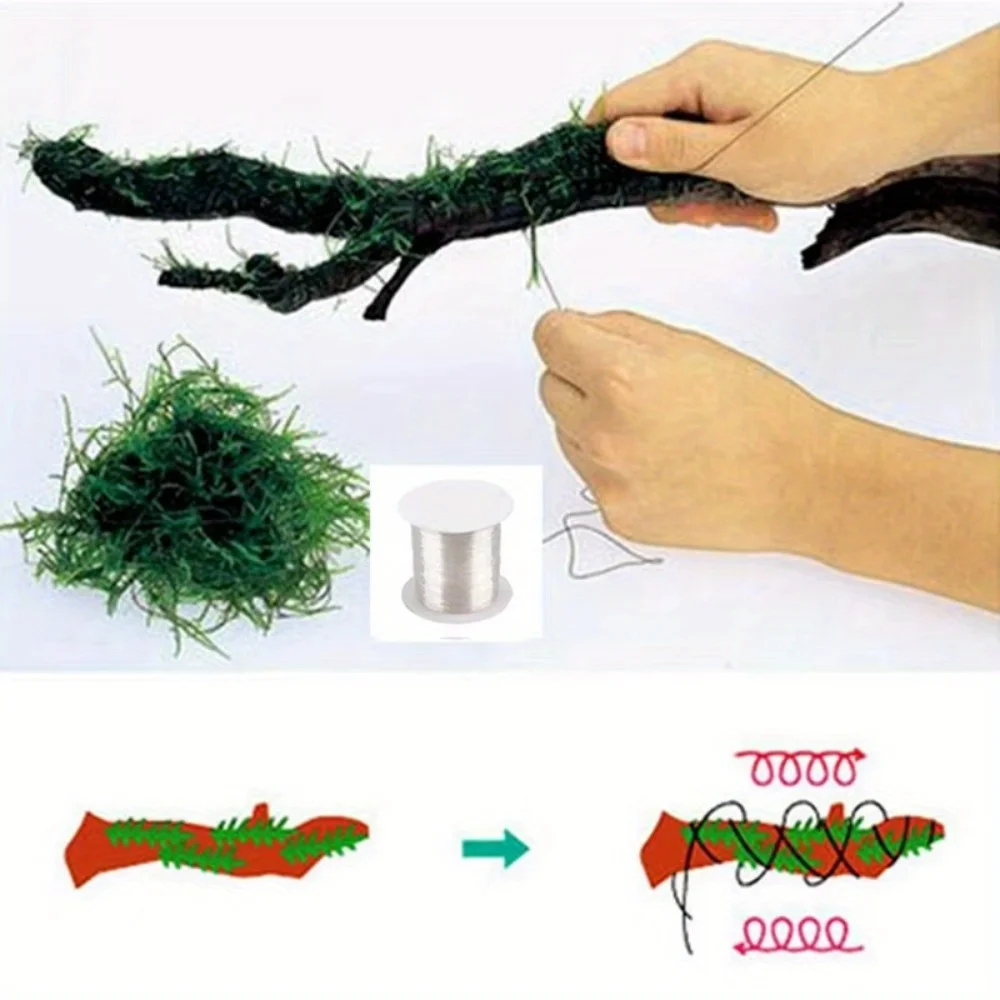Planted Aquarium With Driftwood - 1Roll DIY Moss Line Binding Line